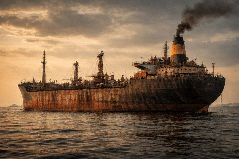 Rusty oil tanker